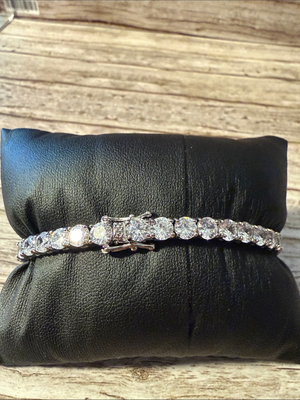 Gold Plated Sparkling Iced Out Silver Tennis Bracelet w/ Clear Stones Unisex